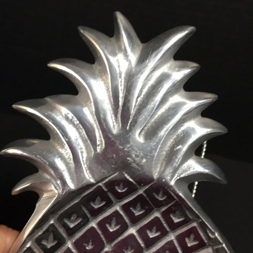 Silver Colored Aluminum Pineapple Trinket Serving Tray Dish Made in India